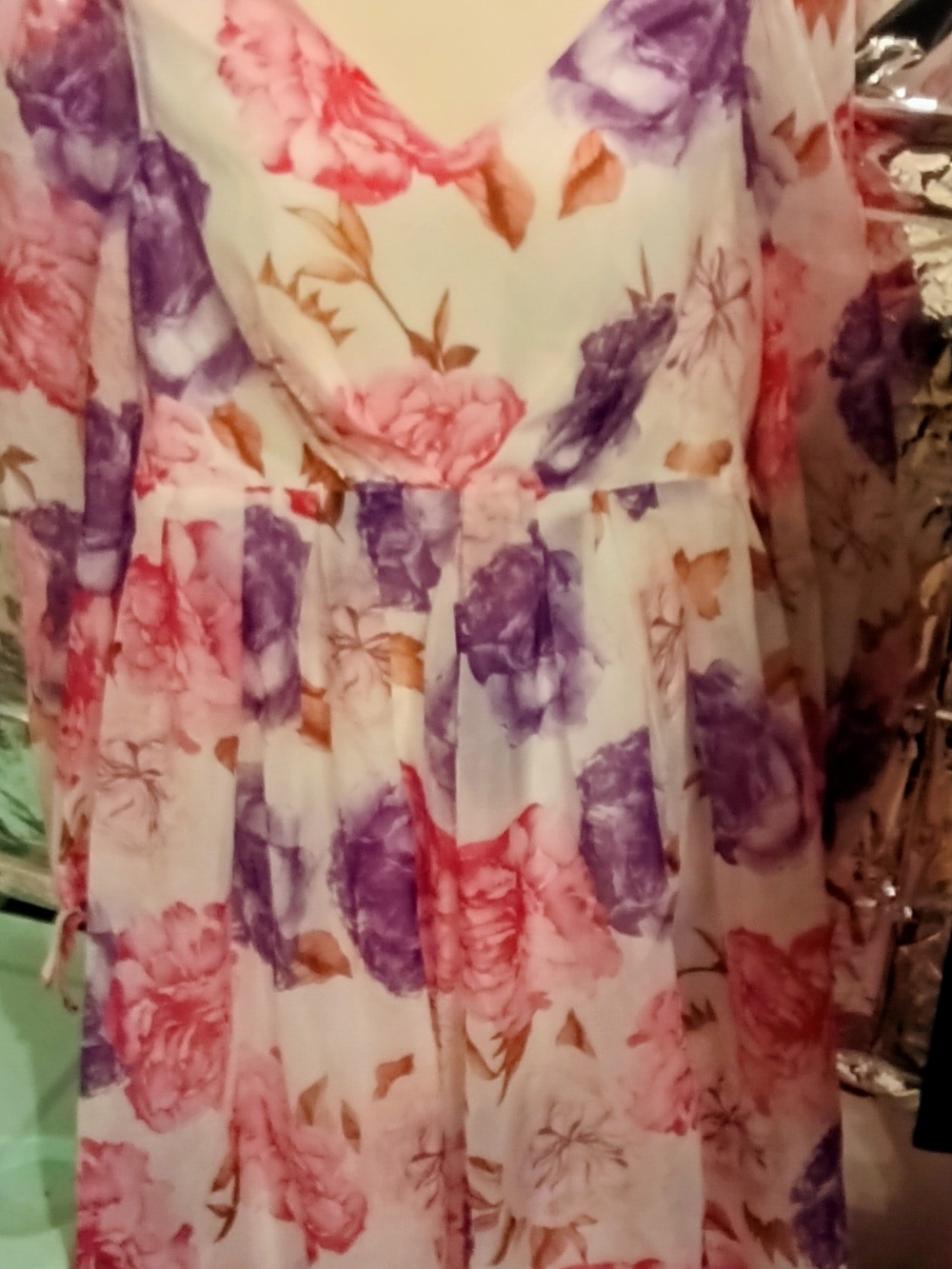 SHEIN Pink & Purple Floral V-Neck Maxi Dress - Picture 2 of 6